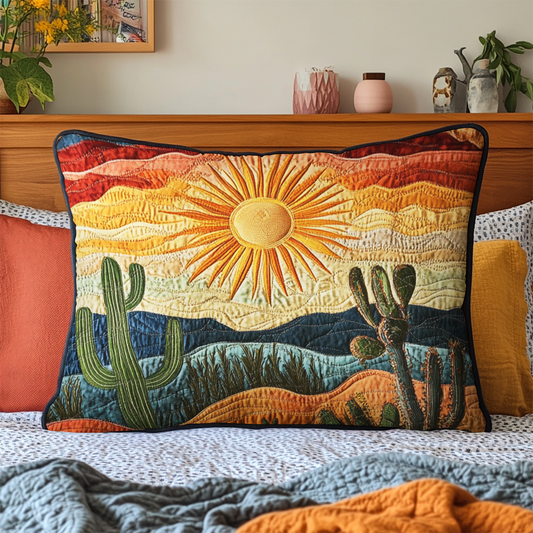 Cactus Sunset Quilted Bedding Pillow Case NCU0VH3608