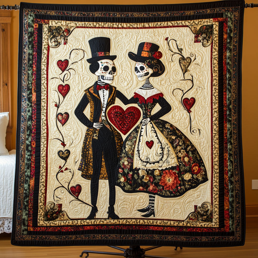 Macabre Hearts Quilted Blanket NCU0PT2847