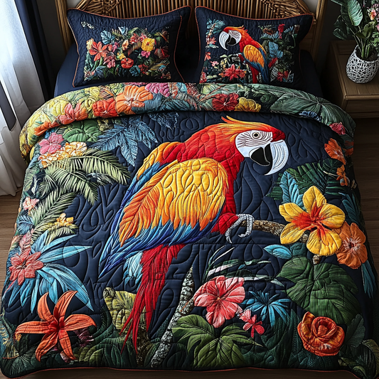 Macaw Magic 3-Piece Quilted Bedding Set NCU0DV3025