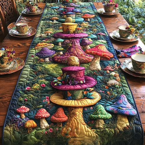 Mad Hatters Mushroom Path Quilted Table Runner NCU0PT4147