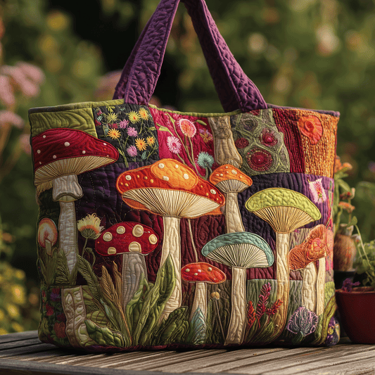 Magic Mushroom Love Quilted Tote Bag NCU0TH2887