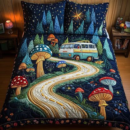 Magic Mushrooms Journey 3-Piece Quilted Bedding Set NCU0PT4032
