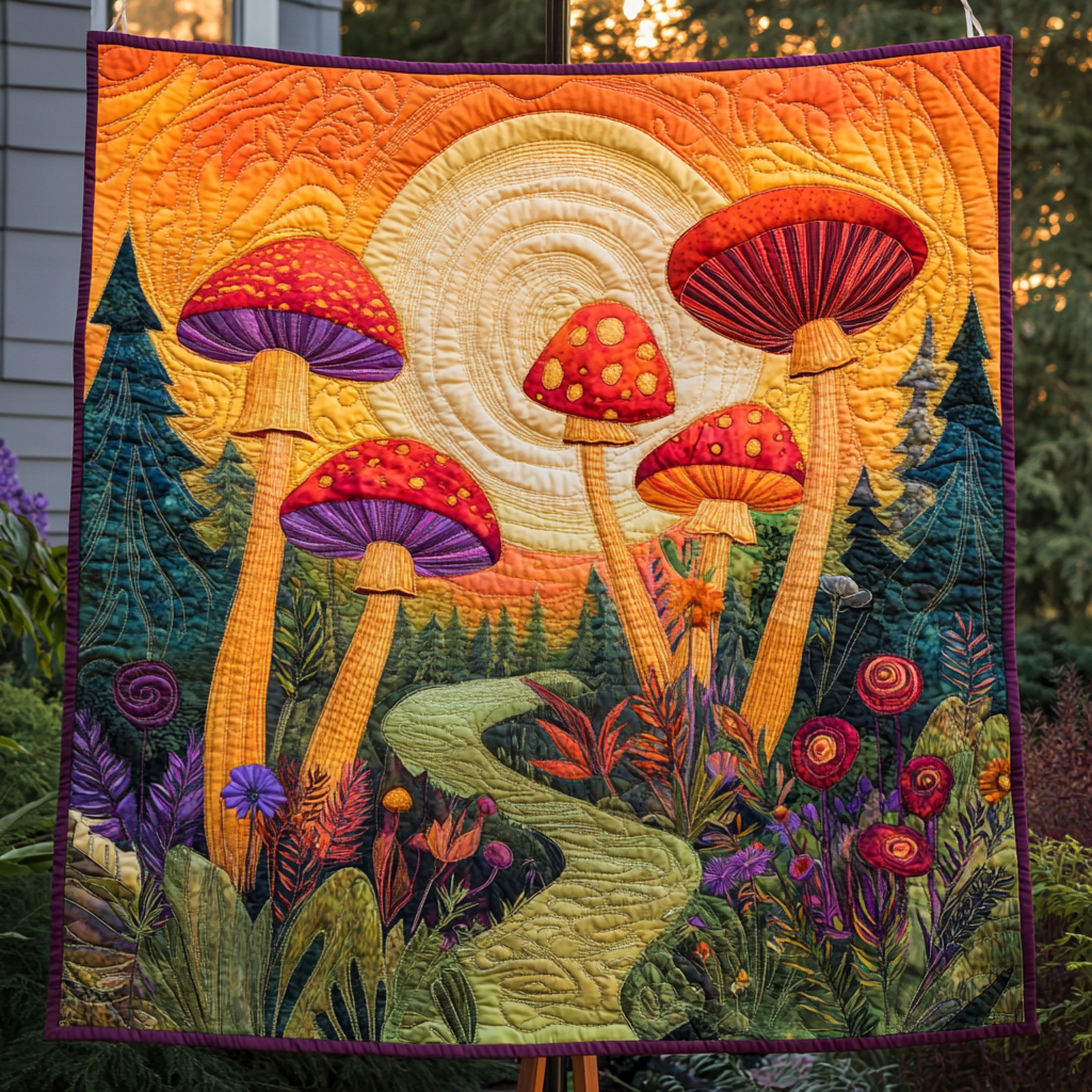 Magic Mushrooms Quilted Blanket NCU0VH3580