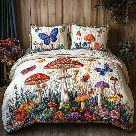 Magic Mycelium 3-Piece Quilted Bedding Set NCU0VL2569