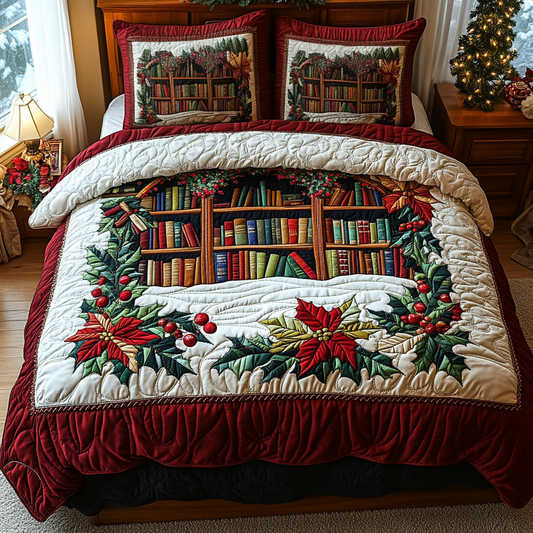 Magical Book Haven 3-Piece Quilted Bedding Set NCU0DV2075