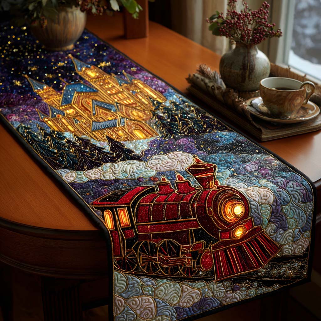 Magical Christmas Train Quilted Table Runner NCU0NT11310