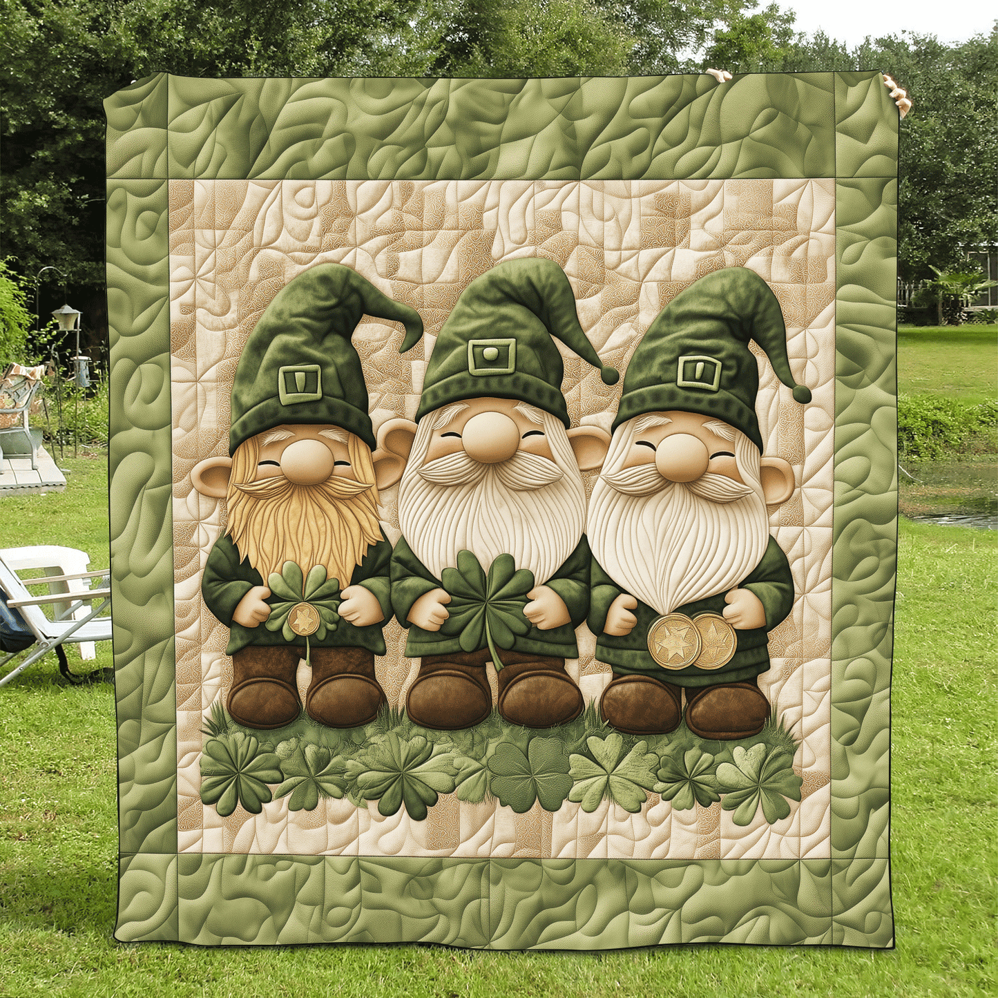 Magical Clover Gnome Quilted Blanket NCU0TL2296