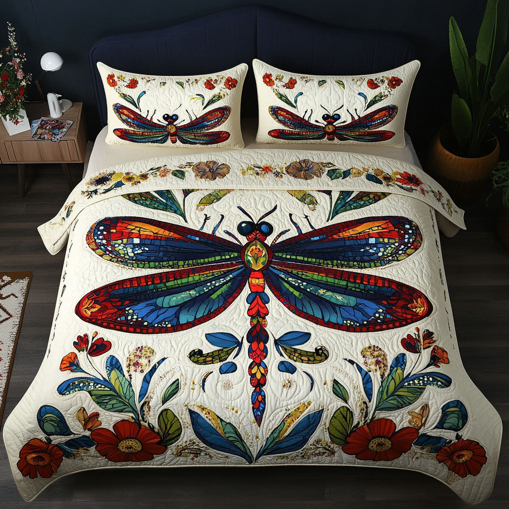 Dragonfly 3-Piece Quilted Bedding Set NCU0VT195