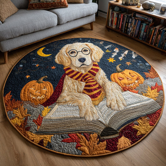Magical Golden Retriever Quilted Round Mat NCU0HH529