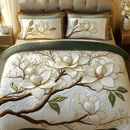Magnolia Blossom 3-Piece Quilted Bedding Set NCU0NT6642