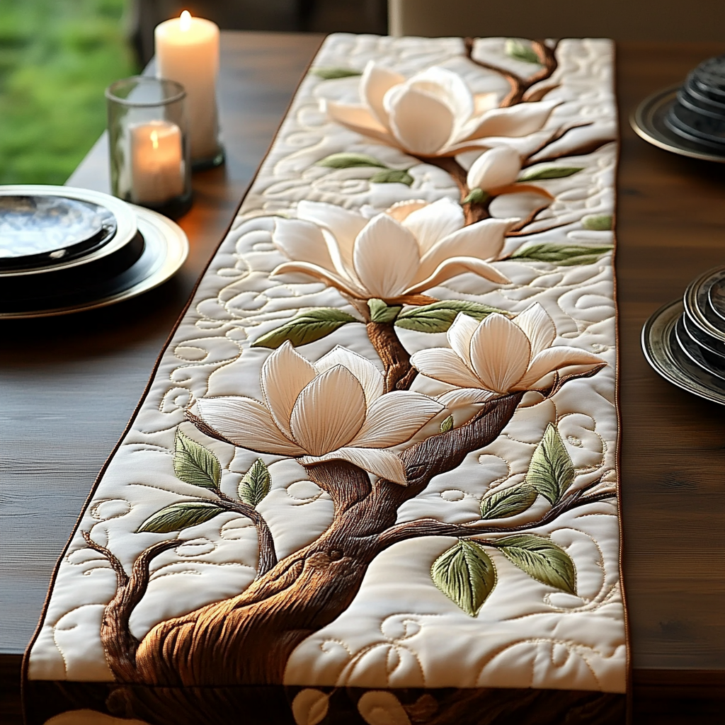 Magnolia Breeze Quilted Table Runner NCU0DV3642