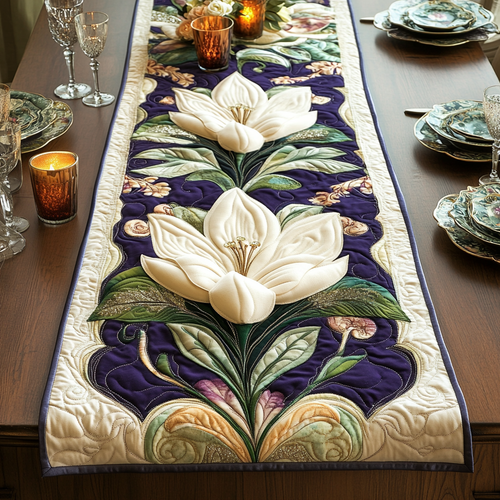 Magnolia Charm Quilted Table Runner NCU0VH2463