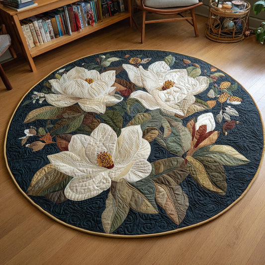 Magnolia Flowers Quilted Round Mat NCU0HH127