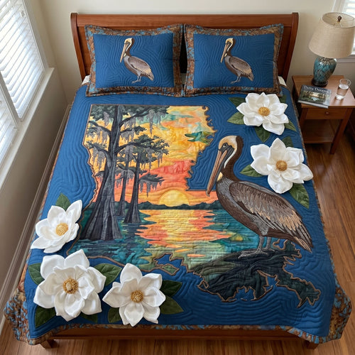 Magnolia Map 3-Piece Quilted Bedding Set NCU0NT12766