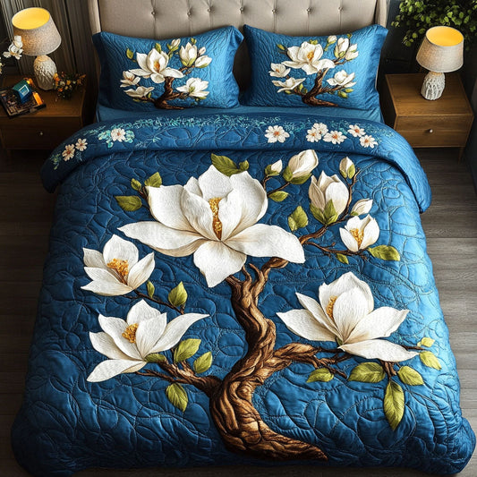 Magnolia Serenity Blue 3-Piece Quilted Bedding Set NCU0NT6649
