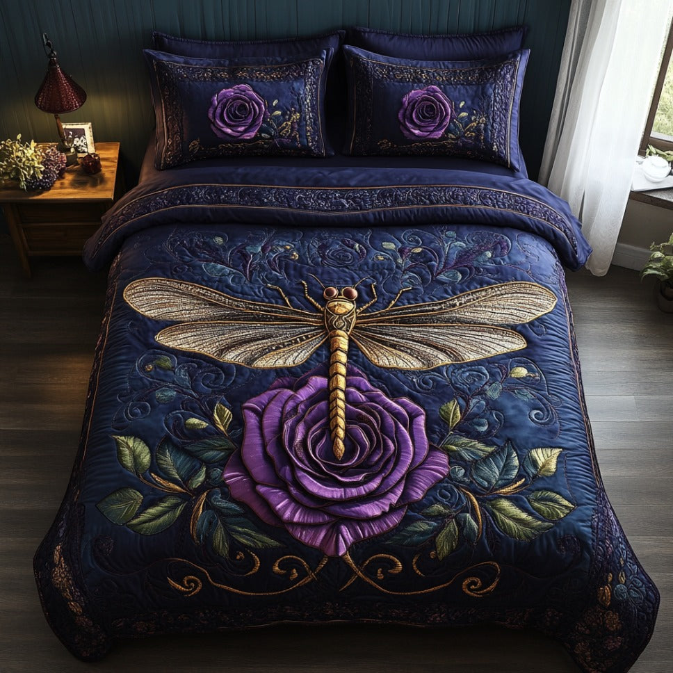 Majestic Dragonfly 3-Piece Quilted Bedding Set NCU0DV6539