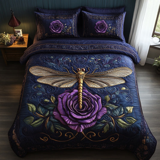 Majestic Dragonfly 3-Piece Quilted Bedding Set NCU0DV6539