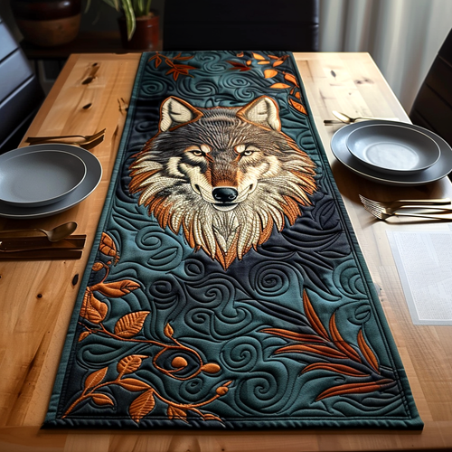 Majestic Wolf Quilted Table Runner NCU0TH128