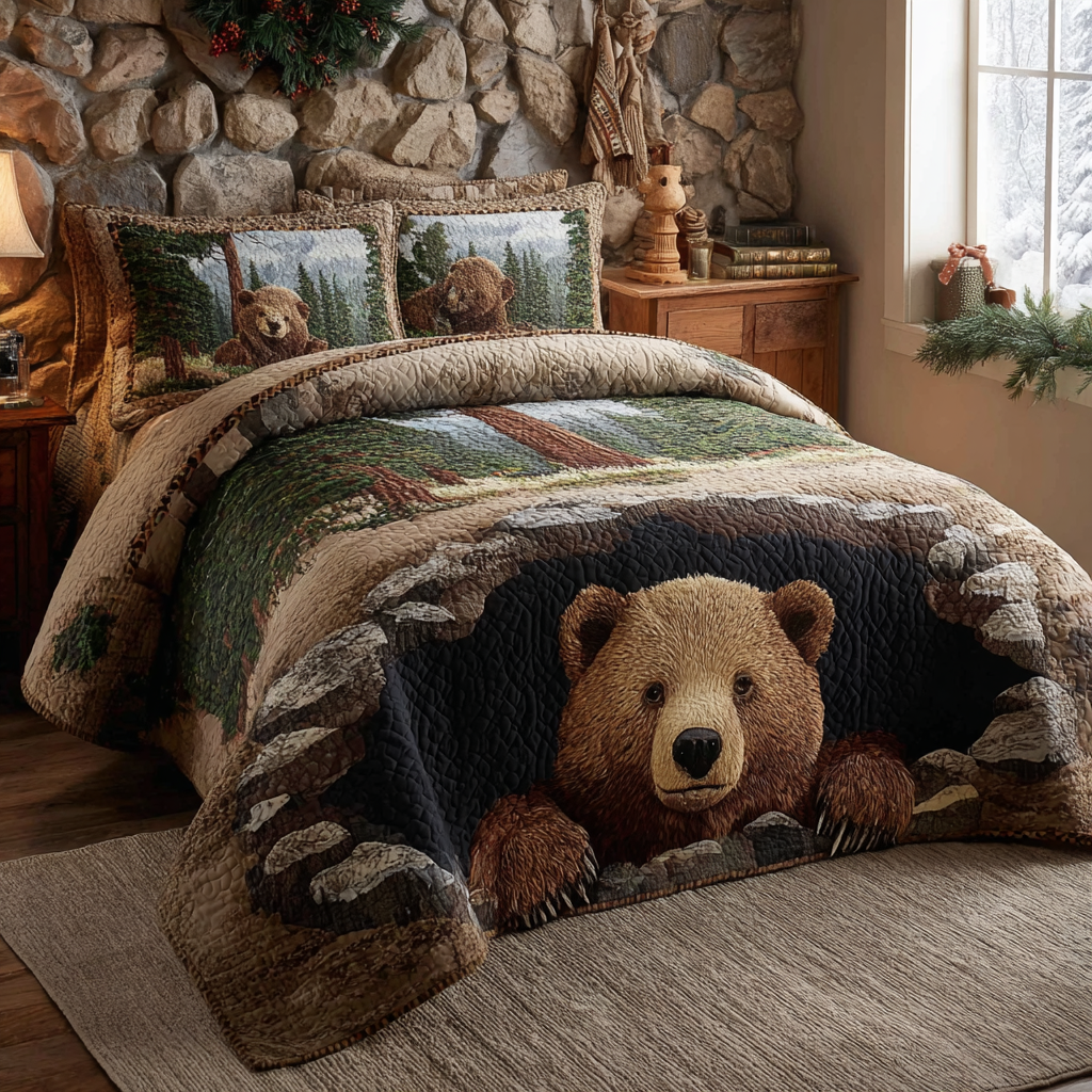Majestic Bear 3-Piece Quilted Bedding Set NCU0DK11386