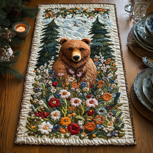 Majestic Bear Quilted Table Runner NCU0DV5090