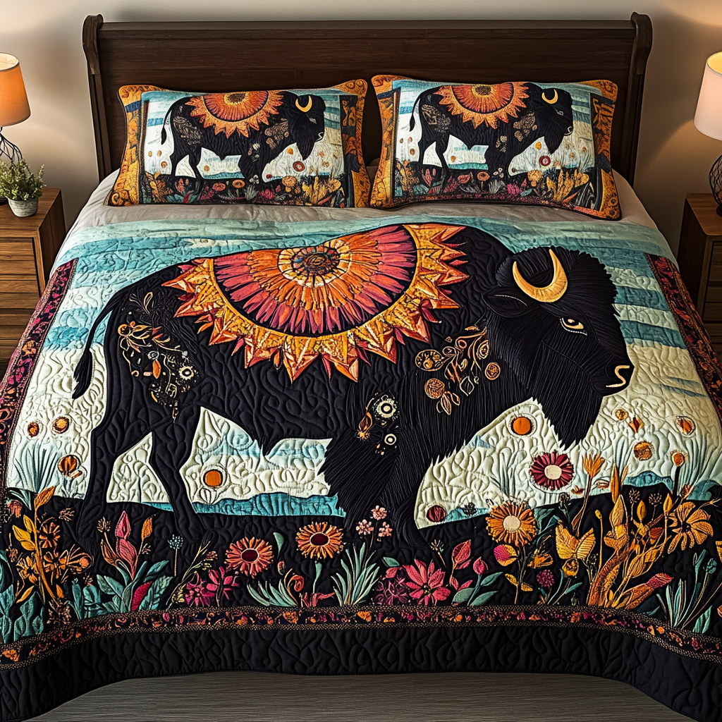 Majestic Bison 3-Piece Quilted Bedding Set NCU0VH1631 – Vantique