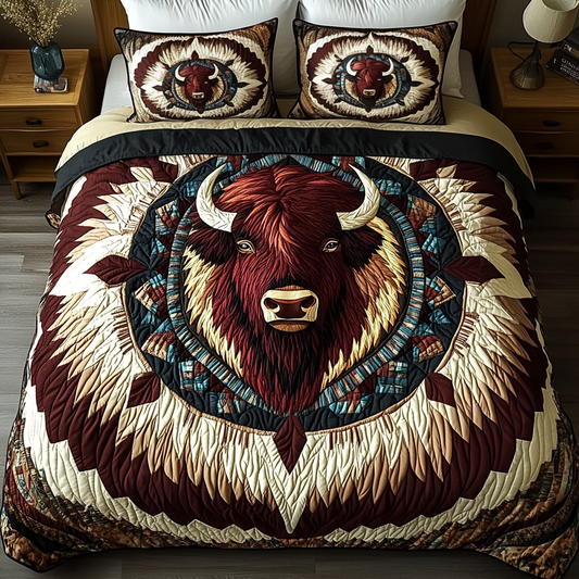 Majestic Bison 3-Piece Quilted Bedding Set NCU0VH2694