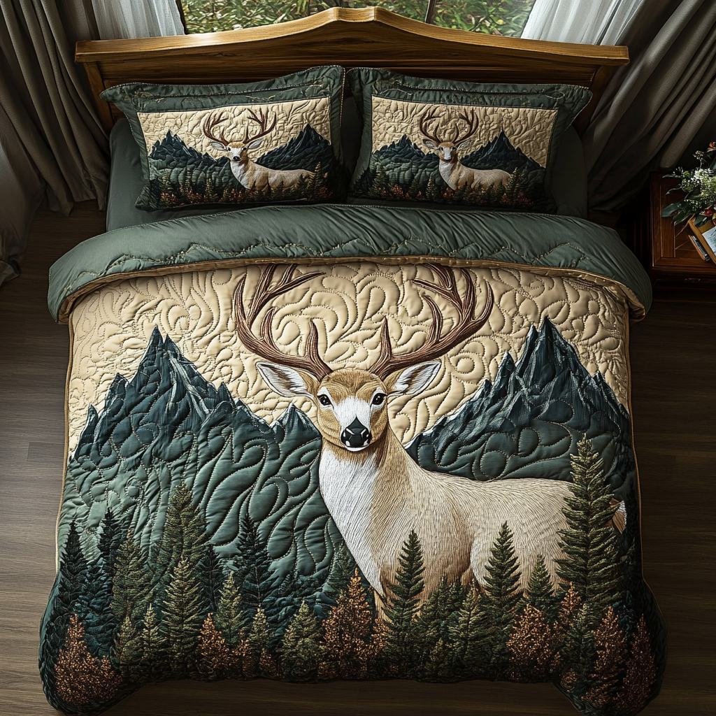 Majestic Buck 3-Piece Quilted Bedding Set NCU0DV5313