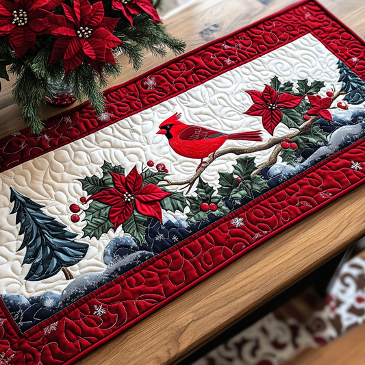 Majestic Cardinal Bliss Quilted Table Runner NCU0DK1586