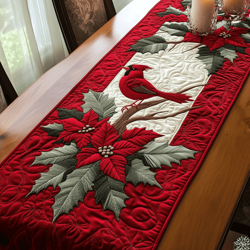 Majestic Cardinals Quilted Table Runner NCU0TH1911