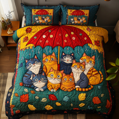 Majestic Cat 3-Piece Quilted Bedding Set NCU0DK7717