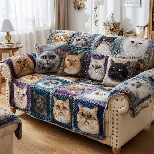 Majestic Cat Portrait Quilted Sofa Cover NCU0HH1748