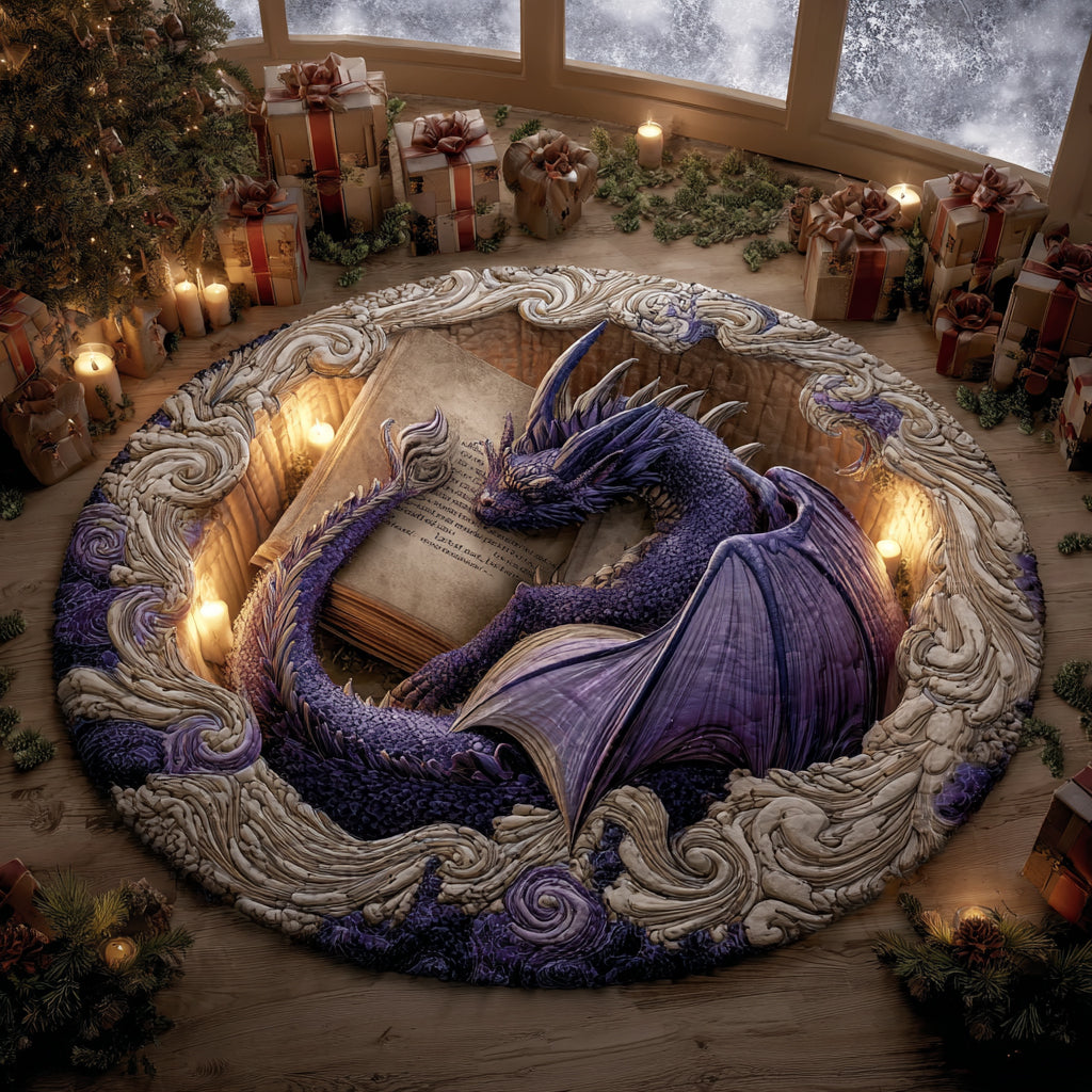 Majestic Cavern Dragon Quilted Round Mat NCU0DV8627