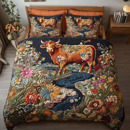 Majestic Cow Meadows 3-Piece Quilted Bedding Set NCU0PT5728