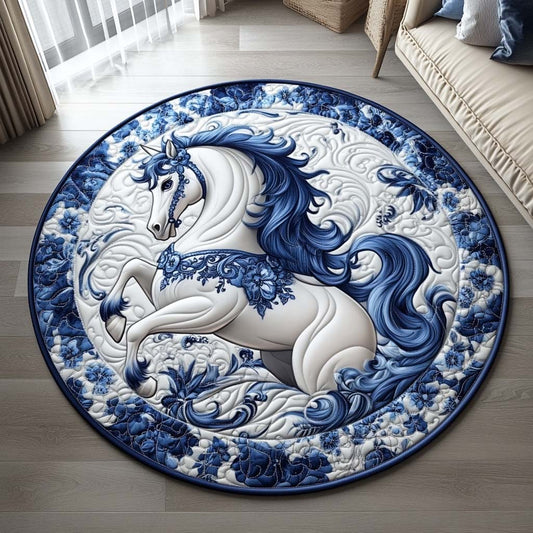 Majestic Crest Stallion Quilted Round Mat NCU0XD255