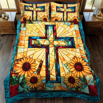 Majestic Cross 3-Piece Quilted Bedding Set NCU0VL511
