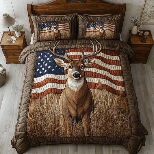 Majestic Deer 3-Piece Quilted Bedding Set NCU0DK7957
