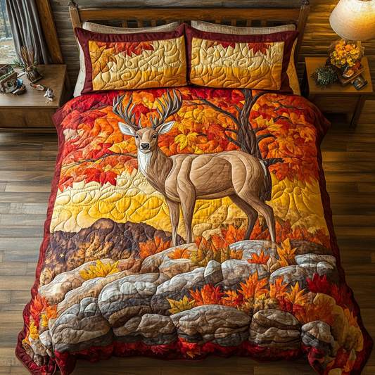 Majestic Deer 3-Piece Quilted Bedding Set NCU0DK9494
