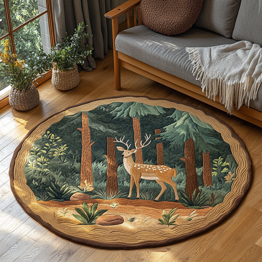 Majestic Deer Quilted Round Mat NCU0DK8063