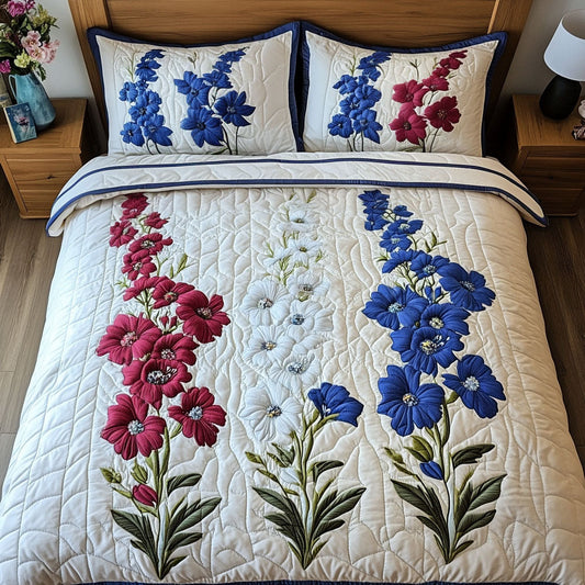 Majestic Delphinium 3-Piece Quilted Bedding Set NCU0PT6878