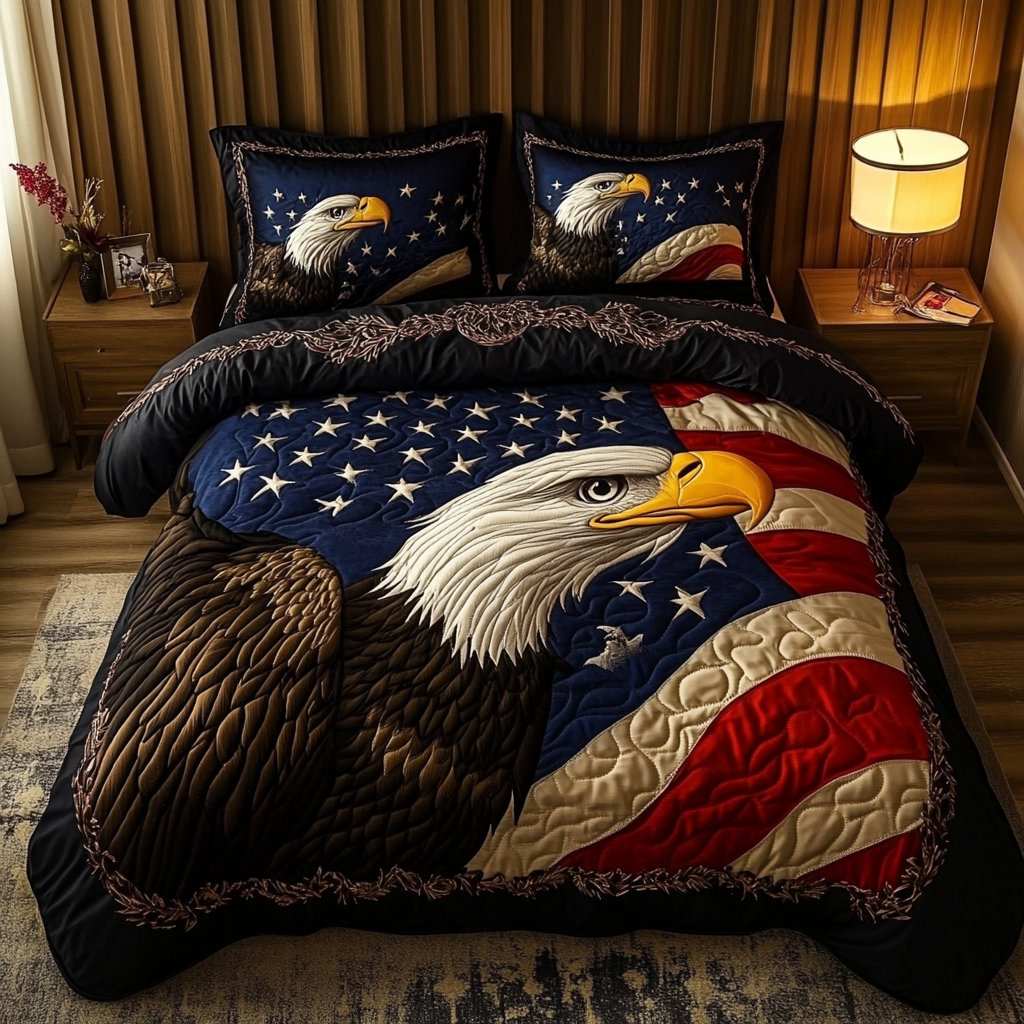 Majestic Eagle 3-Piece Quilted Bedding Set NCU0DK8440