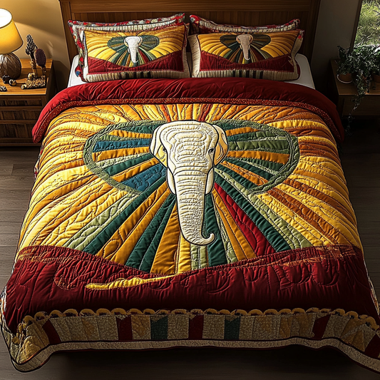 Majestic Elephant 3-Piece Quilted Bedding Set NCU0DK4194