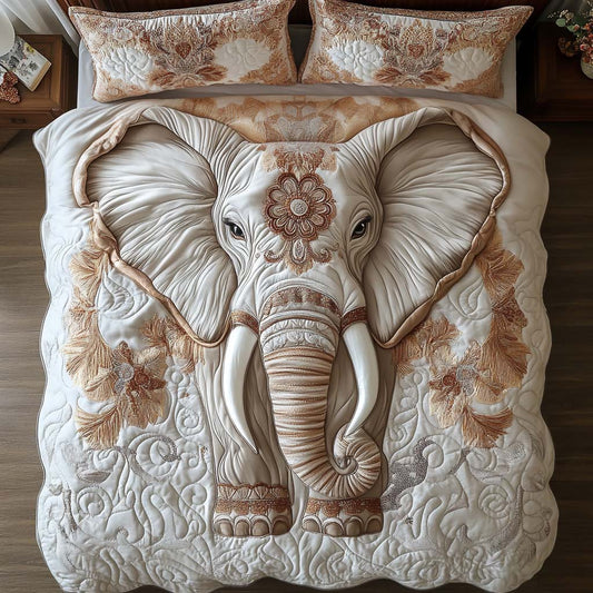 Majestic Elephant 3-Piece Quilted Bedding Set NCU0NT8138