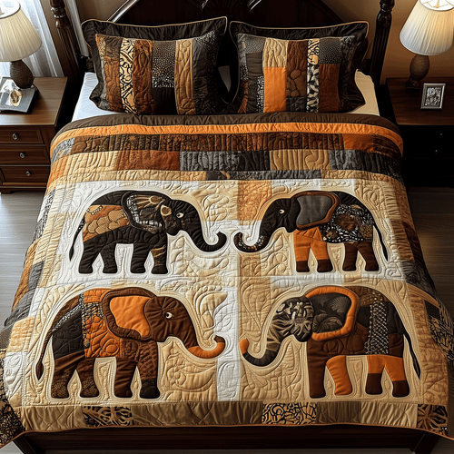 Majestic Elephant 3-Piece Quilted Bedding Set NCU0TH2587