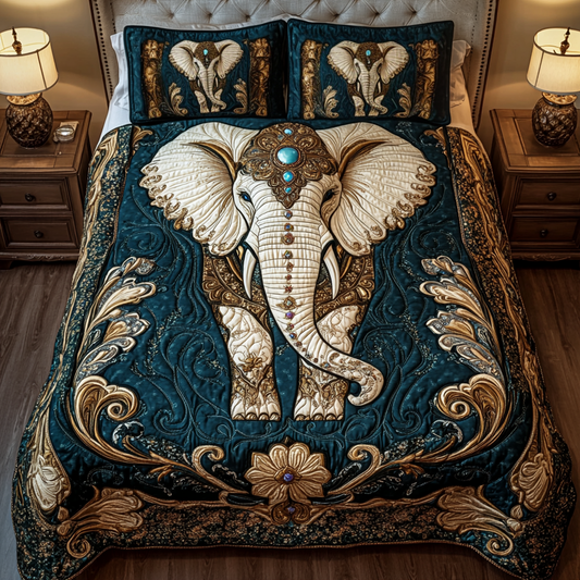 Majestic Elephant 3-Piece Quilted Bedding Set NCU0VH1155
