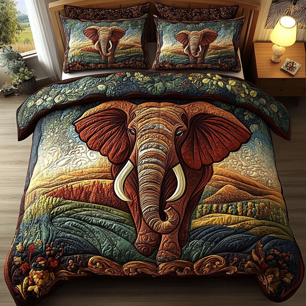 Majestic Elephant Dream 3-Piece Quilted Bedding Set NCU0PT4122