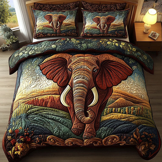Majestic Elephant Dream 3-Piece Quilted Bedding Set NCU0PT4122