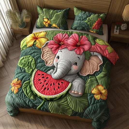 Majestic Elephant Grace 3-Piece Quilted Bedding Set NCU0NT8313