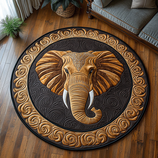 Majestic Elephant Quilted Round Mat NCU0DK9646