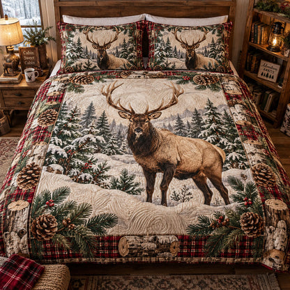 Majestic Elk Wilderness 3-Piece Quilted Bedding Set NCU0PT12202