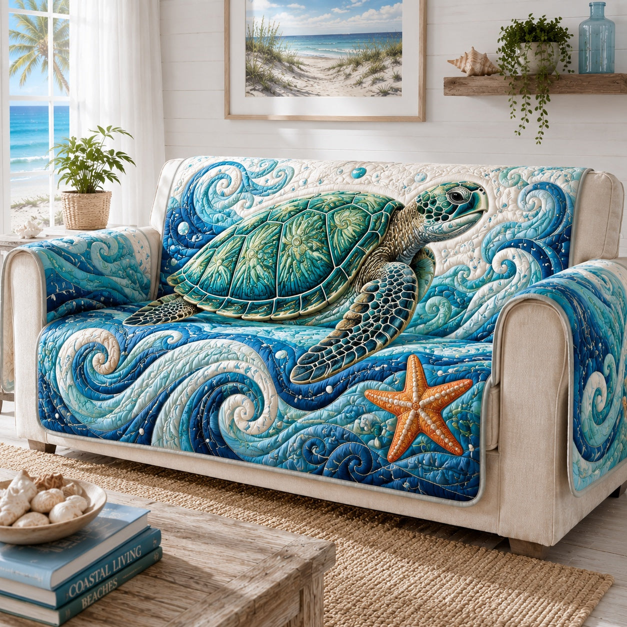 Majestic Emerald Drifter Quilted Sofa Cover NCU0VL3934